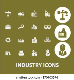 industry icons, signs set, vector