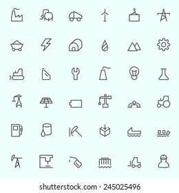 Industry icons, simple and thin line design