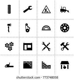 Industry icons. vector collection filled industry icons. includes symbols such as storage, wrench hammer, timing belt, bearing, gear. use for web, mobile and ui design.