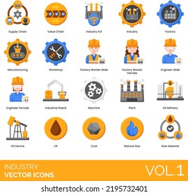 Industry Icons Vector, Factory, Energy, Line, Symbol, Production, Set, Industrial, Building, Business, Technology, Fuel, Oil, Power, Outline, Engineering, Electricity, Construction, Environment