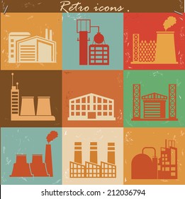 Industry icons,retro vector
