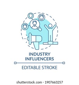 Industry influencers concept icon. Co-creation participant idea thin line illustration. Social media marketing involving endorsements. Vector isolated outline RGB color drawing. Editable stroke