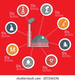 Industry info graphic design concept red version,clean vector