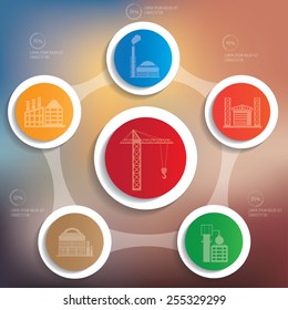 Industry info graphic design on blur background