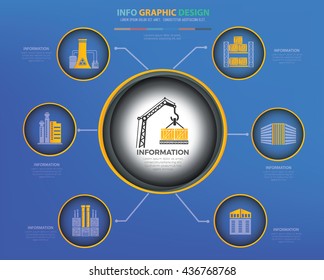 Industry info graphic design on blue background,vector