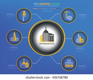 Industry info graphic design on blue background,vector