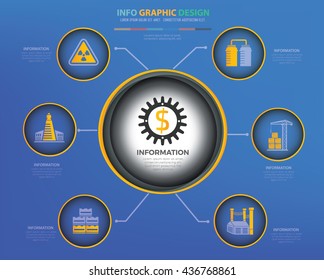 Industry info graphic design on blue background,vector