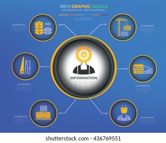 Industry info graphic design on blue background,vector