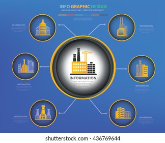 Industry info graphic design on blue background,vector
