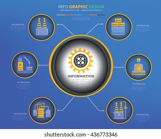 Industry info graphic design on blue background,vector