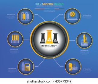 Industry info graphic design on blue background,vector