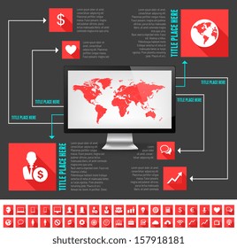 Infografiken der IT-Branche. Möglichkeit, jedes Land zu markieren. Vektorgrafik EPS10.