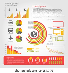 IT Industry Infographic Elements. set of infographics elements. hot tone