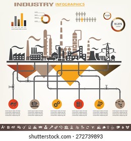 industry infographics template, set of industrial icons