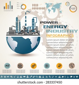 industry infographics template, set of industrial icons