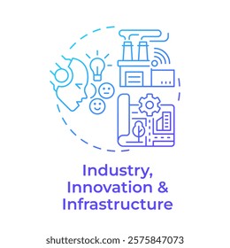 Industry, innovation and infrastructure blue gradient concept icon. Modern technology. Round shape line illustration. Abstract idea. Graphic design. Easy to use in infographic, presentation