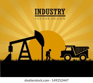 industry label over landscape background vector illustration 