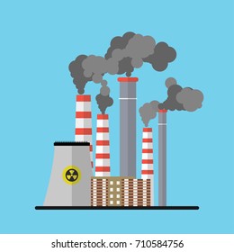 Industry Landscape Increasing Air Pollution Flat Design Graphic