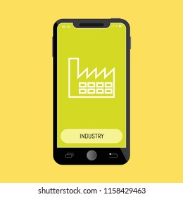 Industry Line Icon on Mobile Screen.