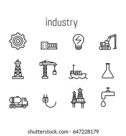 Industry line icon set.