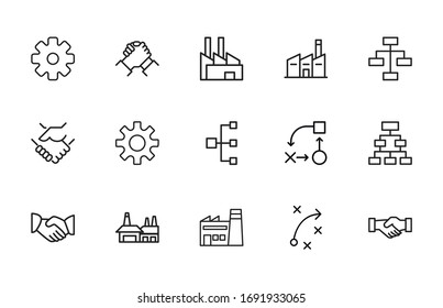 industry line icons set. Stroke vector elements for trendy design. Simple pictograms for mobile concept and web apps. Vector line icons isolated on a white background. 