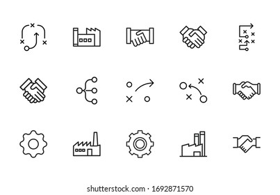 industry line icons set. Stroke vector elements for trendy design. Simple pictograms for mobile concept and web apps. Vector line icons isolated on a white background. 