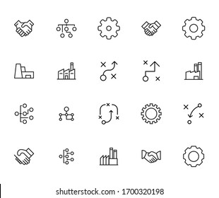 industry line icons set. Stroke vector elements for trendy design. Simple pictograms for mobile concept and web apps. Vector line icons isolated on a white background. 
