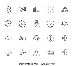 industry line icons set. Stroke vector elements for trendy design. Simple pictograms for mobile concept and web apps. Vector line icons isolated on a white background. 