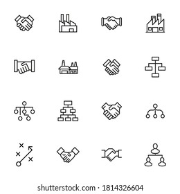 Industry line icons set. Stroke vector elements for trendy design. Simple pictograms for mobile concept and web apps. Vector line icons isolated on a white background.