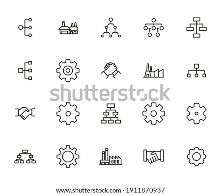 Industry line icons set. Stroke vector elements for trendy design. Simple pictograms for mobile concept and web apps. Vector line icons isolated on a white background.