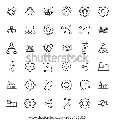 Industry line icons set. Stroke vector elements for trendy design. Simple pictograms for mobile concept and web apps. Vector line icons isolated on a white background.