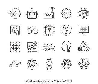 Industry Line Icons - Vector Line. Editable Stroke. Vector Graphic