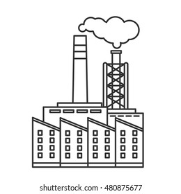 industry linear icon. building with pipe and smoke