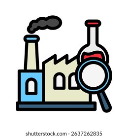 Industry Link mini illustration outline color icon, use for research and development, education, industry, UI, UX kit, app and web development, digital or print.