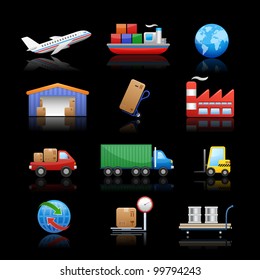 Industry & logistics Icons // Black Background