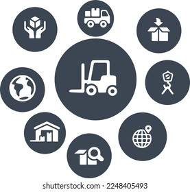 Iconos de la industria y la logística diseño vectorial