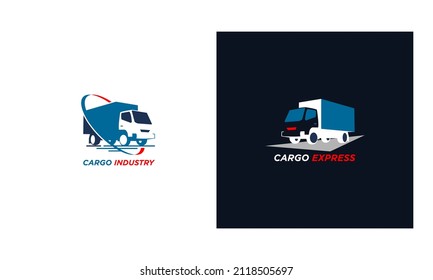 Industry logo design delivery van vector