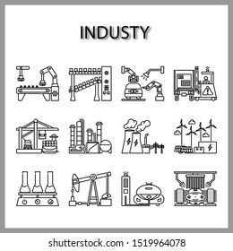 industry machine icon set isolated on white background for web design or app, book,banner,advertise, etc.