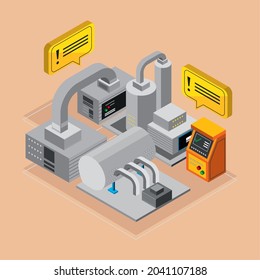 Industry Machinery Alert Message, Isometric