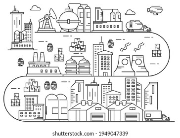 Industry Manufacturing Processing line art vector