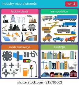 Industry map elements for generating your own infographics, maps. Vector illustration