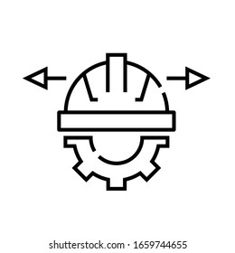 Das Branchenvorzeige-Symbol, das Konzeptzeichen, die Umrissgrafik der Vektorillustration, das Linearsymbol.