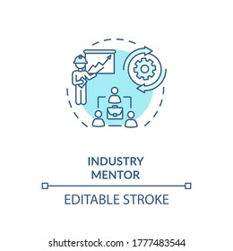 Industry mentor concept icon. Professional mentorship and guidance course idea thin line illustration. Business school, educational classes. Vector isolated outline RGB color drawing. Editable stroke