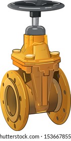Industry metallic pipes and valve for pipelines transporting cold, hot water, neutral media. Vector illustration flat design. Industry system isolated on white background.