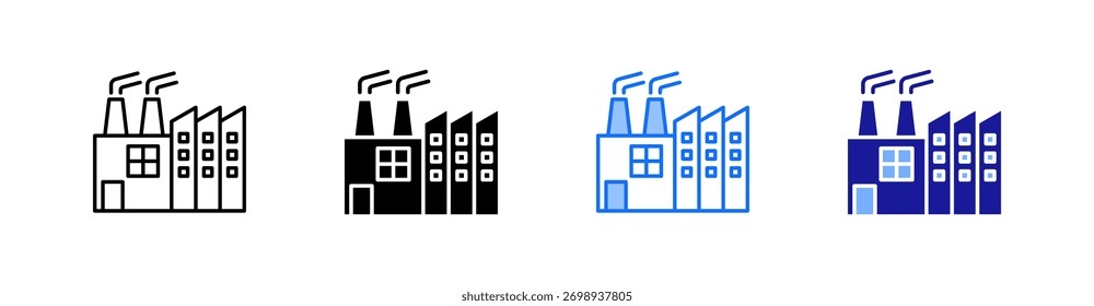 Industry Multiple Style Icon Set Vector