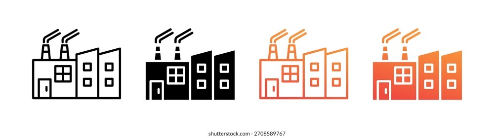 Industry Multiple Style Icon Set Vector