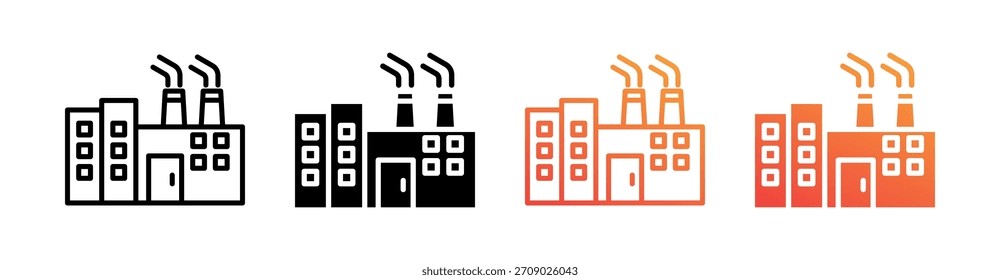 Vector de conjunto de iconos de estilo múltiple de la industria