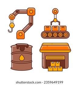 industry objects vector illustrations set