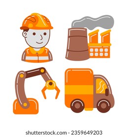 industry objects vector illustrations set