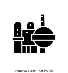 industry - oil refinery icon, vector illustration, black sign on isolated background